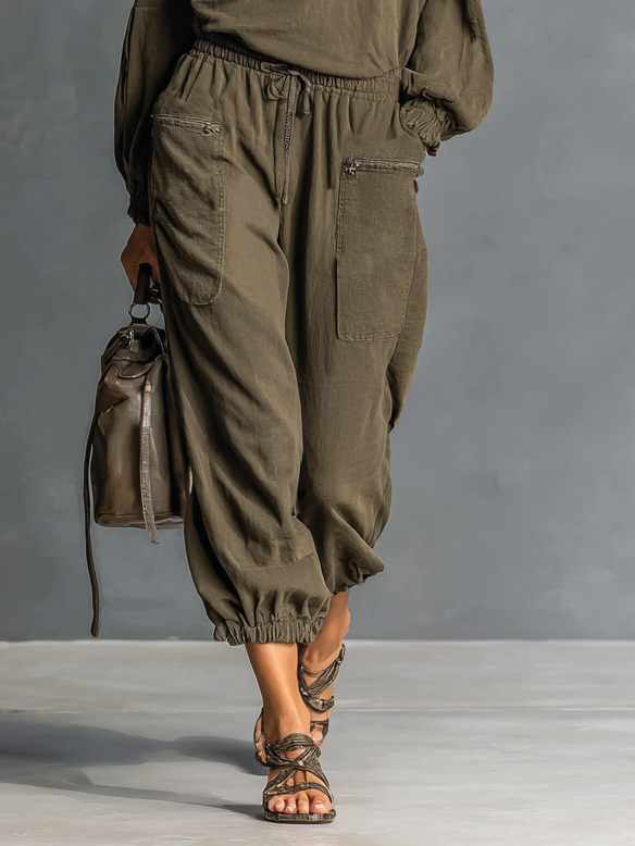 Women's Casual Washed Hooded Sweatshirt And Sweatpants Set MDA1998H5Y