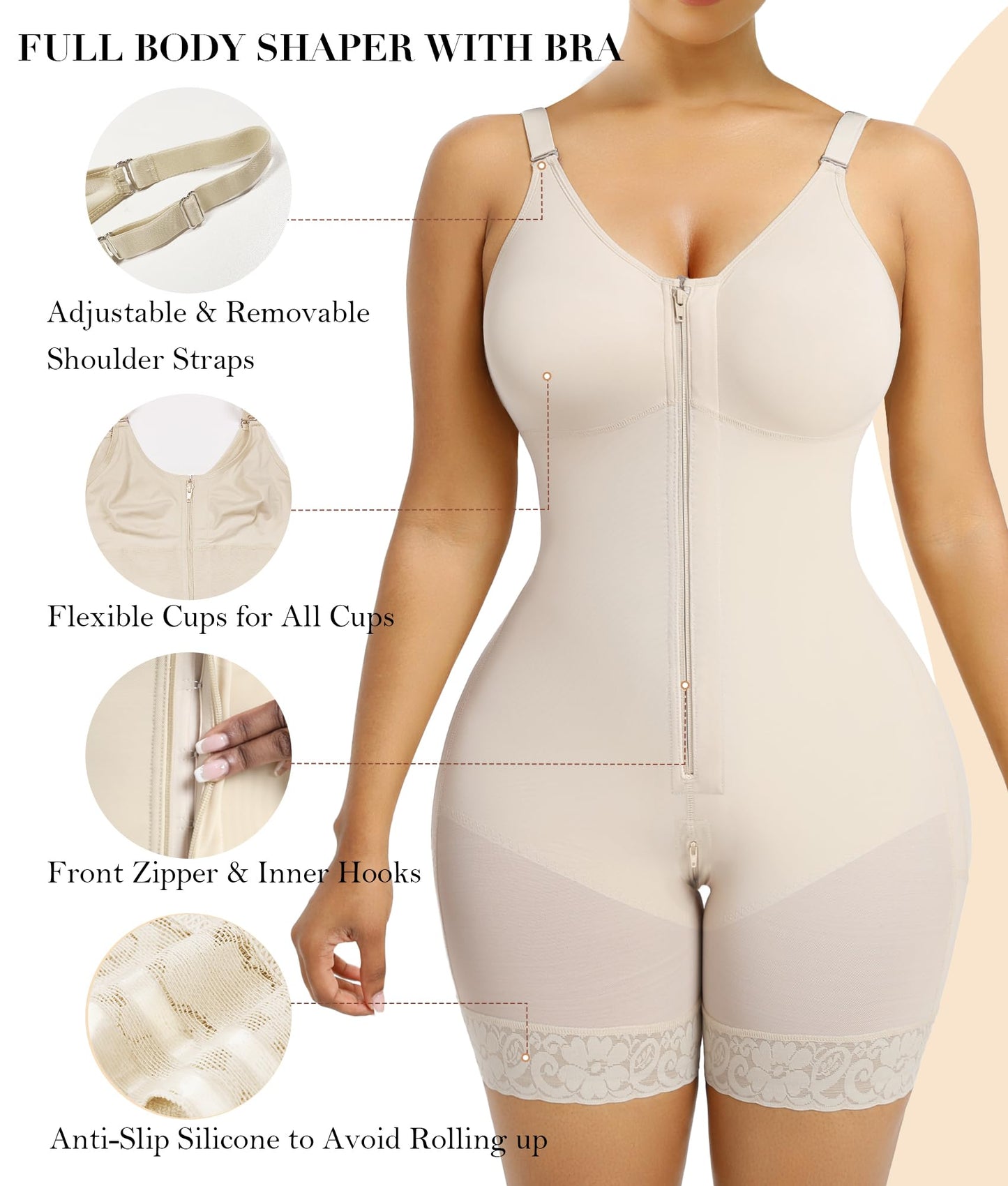 RIZON Tummy Control & Butt Lifter with Zipper"