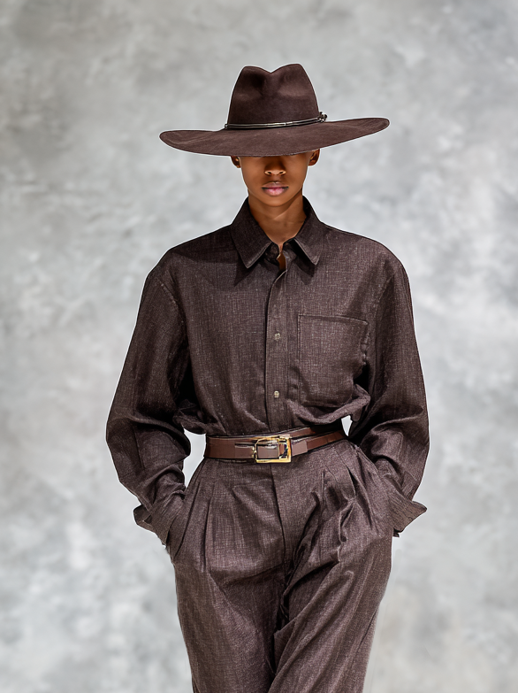 Women's Cotton-linen Blended Long-sleeved Shirt Straight-leg Pants Two-piece Set (belt Not Included)MDA3144G8Y