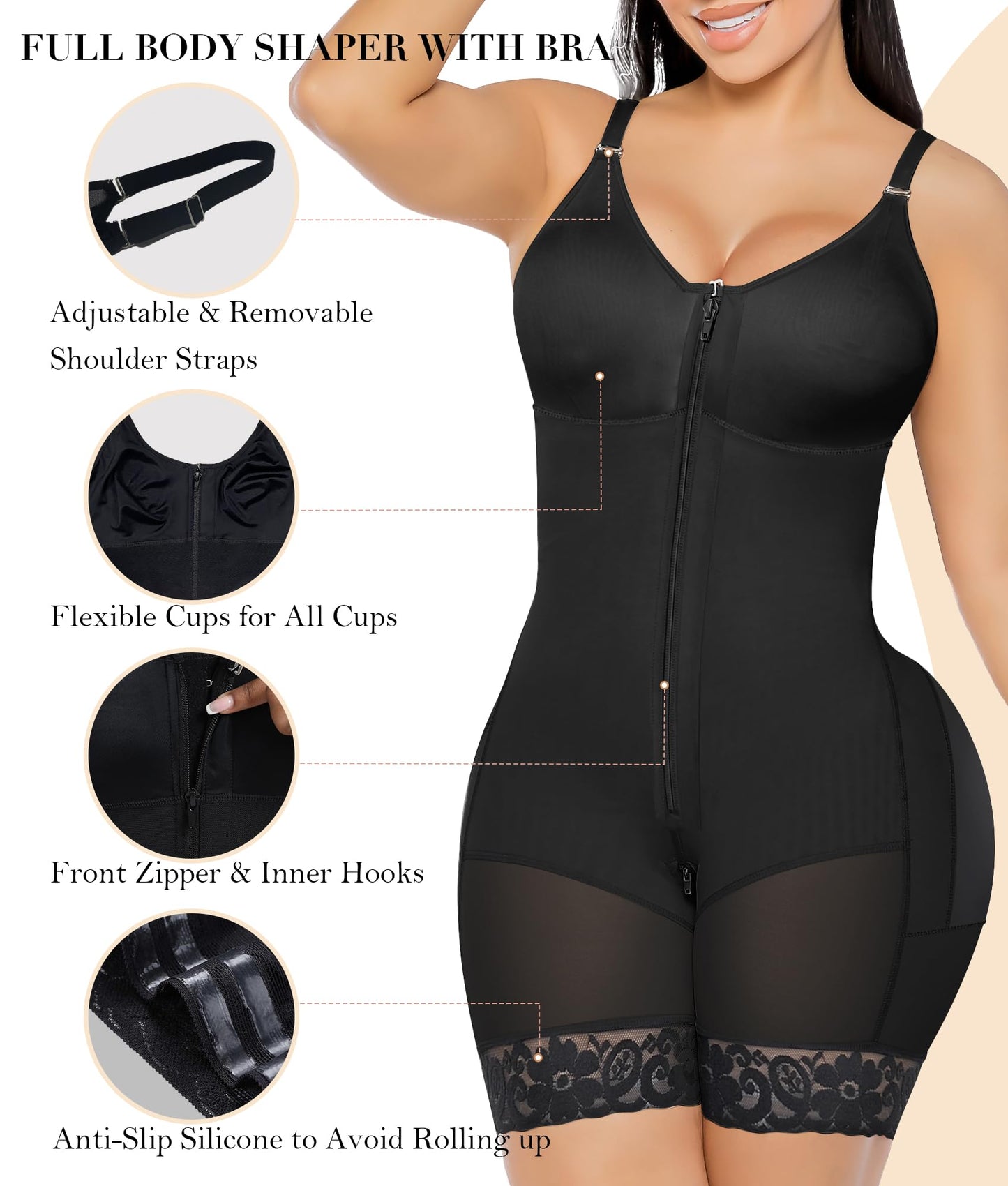 RIZON Tummy Control & Butt Lifter with Zipper"